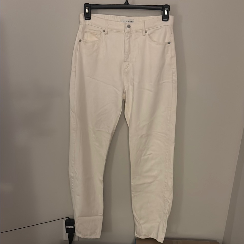 LOFT Cream Straight Leg Jeans